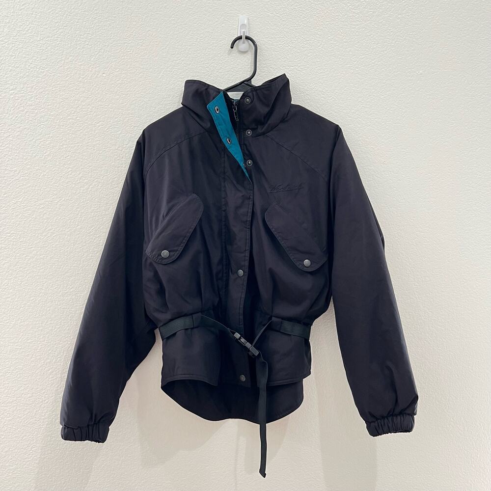 Woolrich Vintage Women Polartec Fleece Lined Winter Ski Jacket Coat Black Medium